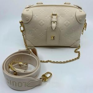 AUTHENTIC Louis Vuitton Petite Malle Souple Empreinte New Creme